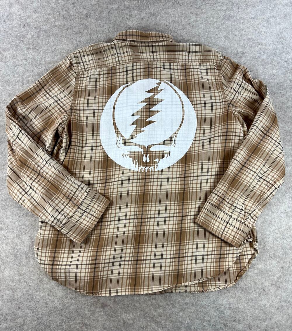 Lauren Ralph Lauren Custom Upcycled Grateful Dead "Stealie" Flannel Shirt XL